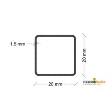 INOX AISI 304 TUBOLARE QUADRO 20X20X1,5 MM GREZZO
